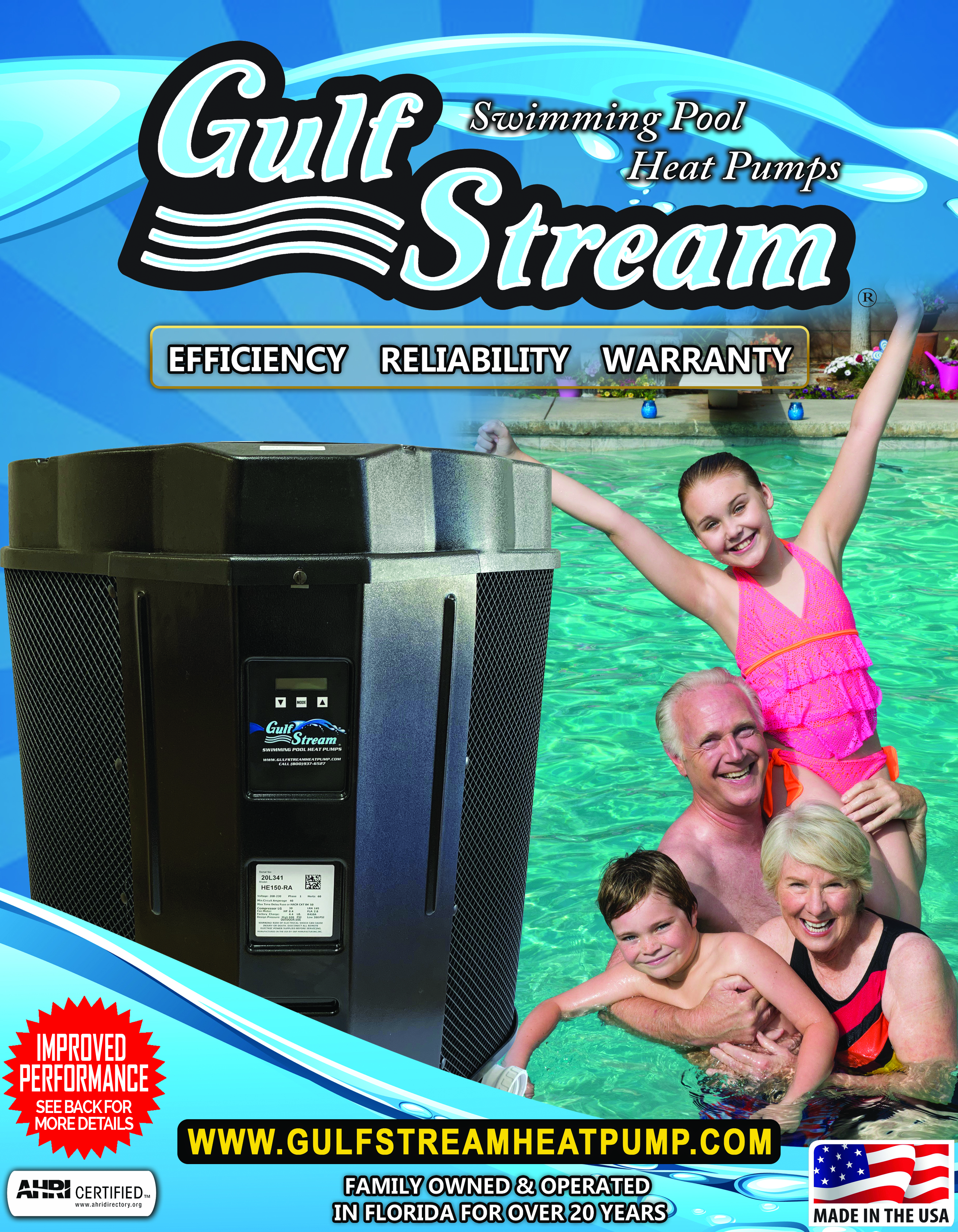 GulfStream Pool & Spa Heat Pump 142,000 BTU Electric Heater HE150-RA (F)