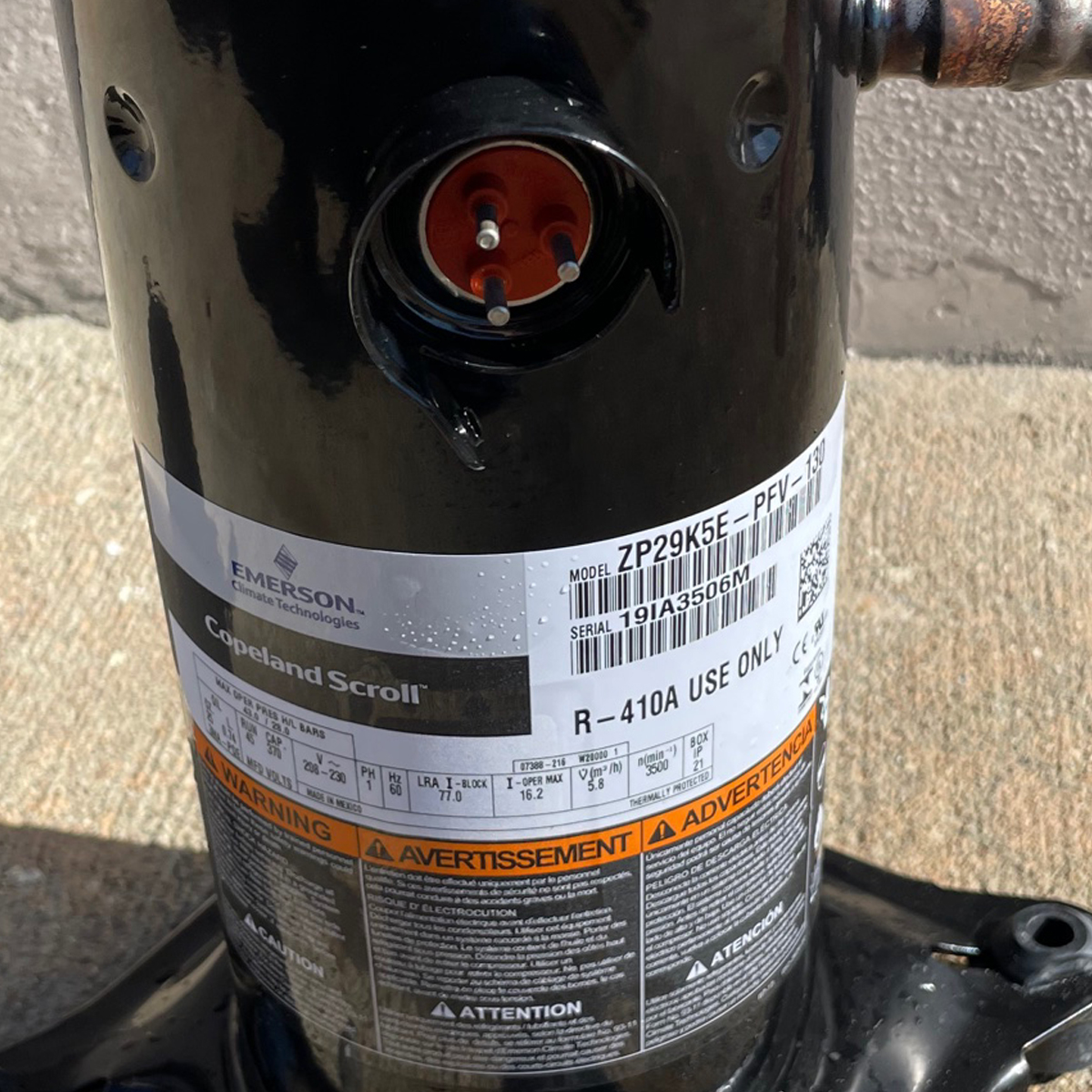 2.5 Ton Copeland Scroll Compressor ZP29K5EPFV130 Removed From New Condenser (506M)(T)