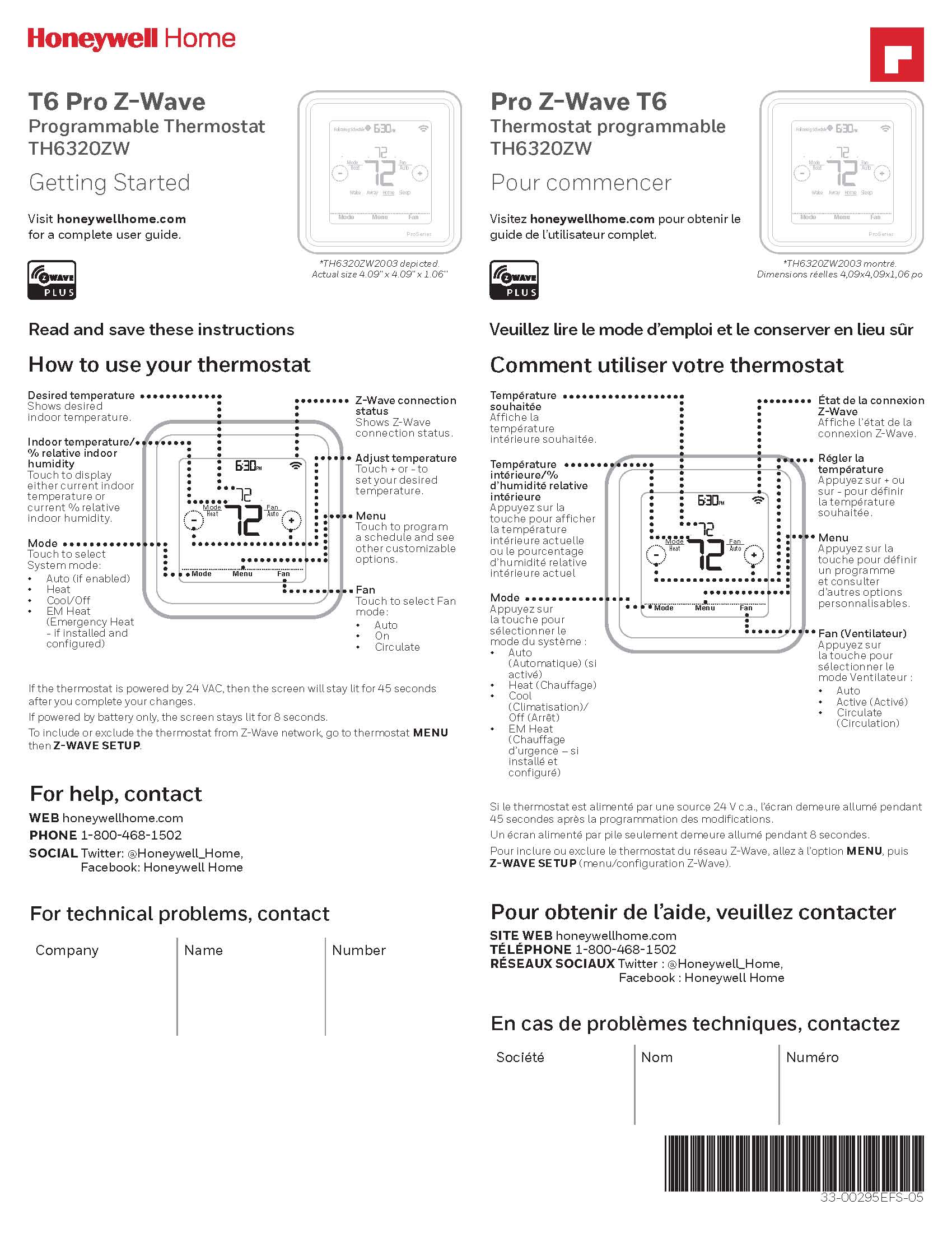 Honeywell T6 Wifi Thermostat Manual